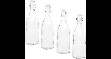 HI Decoratie fles - 10x - 1 liter - met beugeldop - 8 x 32 cm - glas - cadeau fles