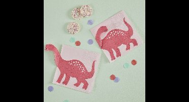 Ginger Ray - Servetten - Roze Pop Out Dino - 16 stuks