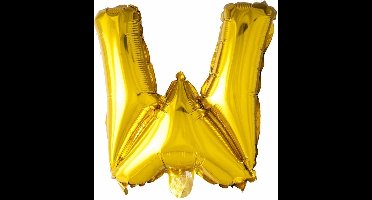 Folie Ballon Letter W Goud 41cm met Rietje