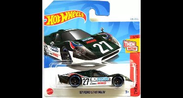 HOT WHEELS '67 FORD GT40 Mk.IV 220/250 1:64 RACING GREEN/ WHITE HW THEN AND NOW SHORT CARD