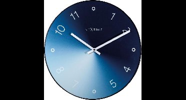 NeXtime - Stille Wandklok - 40cm - Glas / Metaal - Blauw - 'Gradient'