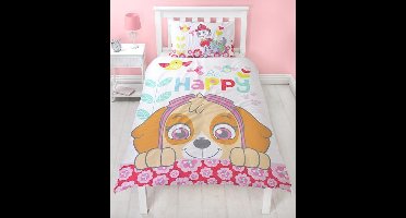 PAW Patrol Bright Dekbedovertrek Meisjes - Eenpersoons 140x200 cm - Skye & Everest - Inclusief Kussensloop - Roze/Multi
