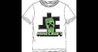 Minecraft t-shirt korte mouw - wit - maat 152 / 12 jaar