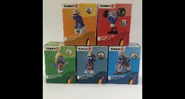 5 Smurfen in doosje met Belgische vlag (promotie) Schleich