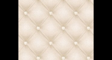 GECAPITONNEERD BEHANG met edelstenen - Beige Creme Metallic - AS Creation Hermitage 10