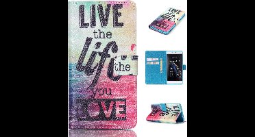 iCarer Live the life wallet case hoesje Geschikt voor: Huawei P9