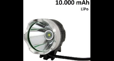 1200 lumen MTB/race LED koplamp CREE T6 USB aansluiting - EXTREEM veel licht -100 meter- met 10.000mAh LiPo Powerbank