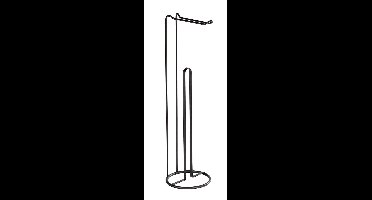 WENKO Toiletrolhouder 2-in-1 Lugano mat zwart staal - Reserverolhouder - Toiletpapier houder vrijstaand - WC Rolhouder staand - Zwart