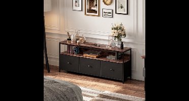 Retro Tv Meubel – Tv Kast – Entertainment Meubel – Wandmeubel – Tv Dressoir – Geschikt Voor Televisies Tot 50 Inch – Mid-Century Modern Design – Rustiek Bruin Hout