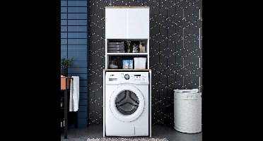 Skye Decor, Wasmachinekast, KD101 - 5191 - Walnut, Gemelamineerde spaanplaat, Wit & Walnoot, 65 x 60 x 183,6 cm