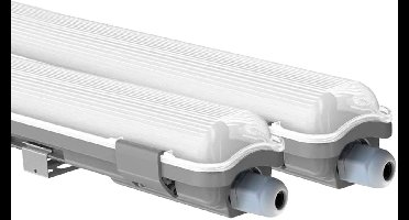 LED diffuser licht plafondlamp vochtbestendig LED garage licht diffuser licht LED buis, waterstraal-beschermd, 1x LED 18W 1700Lm cool white, L 127,5 cm, set van 2