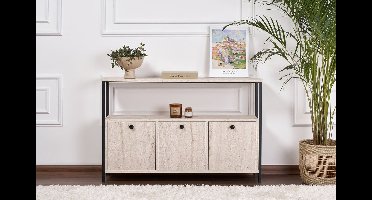 Skye Decor, Wandtafel, Solace - Travertine, Black, Gemelamineerde spaanplaat, Travertin & Zwart, 2 x 3 x 77 cm