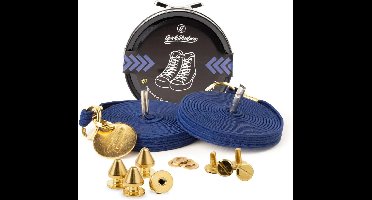 Quick shoelaces - Met één hand veters strikken - Prestige - Gecoat met een laagje 24k goud - Marine - Schoenveter met fixatie spikes - Marine Blauw