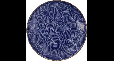 Tokyo Design Studio Seigaiha Blue Bord - Porselein - Ø21,5 cm - Blauw Wit