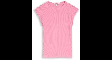 Tom Tailor Denim - Slim fit T-shirt met ribstructuur - Maat XXL - Soft Blush Rose