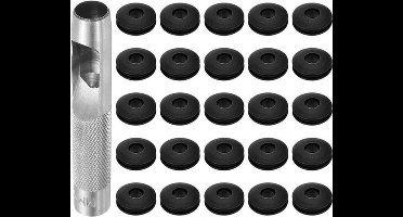 KARZO - Gereedschapsset ogen 26 stuks, 12 mm tang, kunststof ringen, roestvrij, vrachtwagens, afdekzeil, textiel, gordijnen, tenten, zonnezeil, bevestigingsclip, zwart.