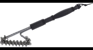 Cookinglife BBQ Reinigingsborstel Fire & Flavour - Grillborstel Schoonmaakborstel - Grill Brush - RVS/Kunststof Zwart/Grijs - Ergonomisch Antislip Handvat - 40 cm