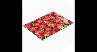Decoratieve glazen snijplank met aardbeienmotief, 80x52 cm