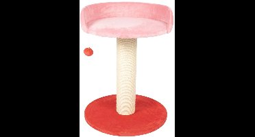 Coockoo Berry Breeze Krabpaal - Compacte Krabpaal met Ligplatform en Speelbal - Sisal & Pluche - 50x50x64cm - Roze/Rood