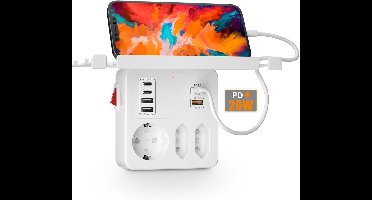 DailySupplies® Stekkerdoos met USB - Verdeelstekker - Stopcontact Splitter - Wit