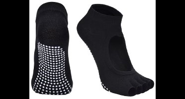 Scoby - Yoga sokken - Pilates - Grip Socks - Open teen - Ademend - Antislip - Zwart