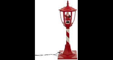Feeric Lights & Christmas Kerst decoratie lantaarnpaal - rood - met led verlichting - 90 cm - sneeuw lantaarn - snowglobe lantaarn