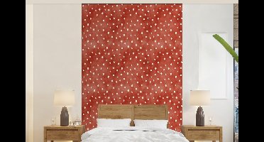 Behang - Fotobehang Patroon - Stippen - Rood - Wit - Breedte 140 cm x hoogte 220 cm