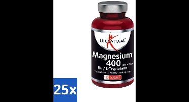 25 x Lucovitaal - Mineralen - Magnesium 400 - B6 / L-Tryptofaan - 120 Tabletten - Magnesium - Magnesiumcitraat - Vitamine B6 - L-tryptofaan - Spieren
