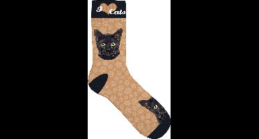 sokken cat black polyester oranje maat 31-36
