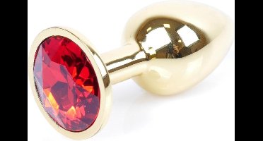 Power Escorts - Anale plug - Met super Romantische Hartjes design - Goud met Rode Steen - Goed Formaat 7 cm lengte - Dia 2.3 cm - Super opwindend - Gemakkelijk gebruikbaar - Handige verpakking - Anal plug