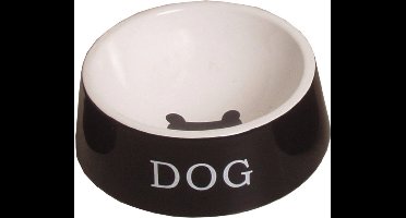 Hond Eetbak Steen Zwart/Wit 20cm