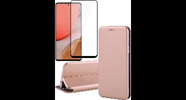 Hoesje geschikt voor Samsung Galaxy A72 - Portemonnee Book Case - Roségoud - Met Full Screenprotector