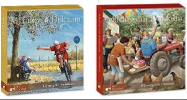 Marius van Dokkum. Set van 2 kaartenmapjes met dubbele wenskaarten Still going strong - Tuinfeest ( totaal 16 kaarten)