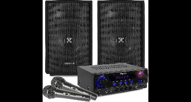 Karaoke Set met Bluetooth en Twee Microfoons - Just Sing - Fenton Versterker - Vonyx Speakers