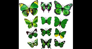 13st groene decoratieve 3D-papieren vlinders voor muren