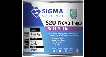 Sigma Binnenverf S2U Nova Traplak Soft Satin 0.5 liter Zwart Ral 9005