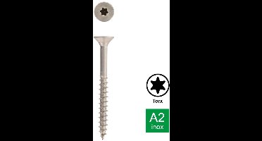 Schäfer en Peters Spaanplaatschroef Verzonken Versterkte kop TX25 - 6.0 x 60/36 mm (100 stuks) - RVS A2 - Deeldraad