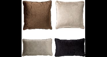 Dutch Decor - KUSSENSET - 4-delig - Matching Velvets - 45x45 cm en 30x50 cm - inclusief binnenkussens - bruin, beige, taupe, zwart - Met Ritssluiting – Decoratie Kussens - Comfortabele kussentjes voor op de Bank