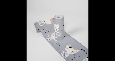 VOGELS MET POEZEN BEHANGRAND | Zelfklevend - grijs geel roze - A.S. Création Lovely Kids