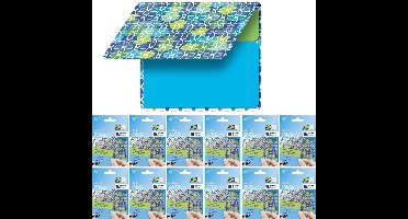 12x labelblok met 80x sticky notes blauw/groen