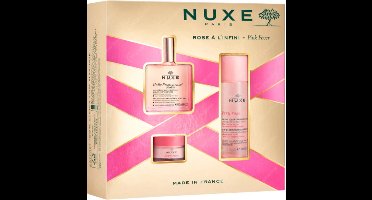 Nuxe - Huile Prodigieuse - Droogolie 50 ml - Micellair Water 100 ml - Roze Lippenbalsem 15 ml - Kaars - Geschenkset
