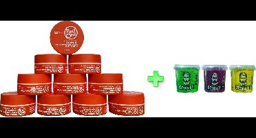 10-pack Voordeelbundel Red One Aqua Hair Wax Orange Sinaasappel 150ml + 3 stuks Topkwaliteit Ottoman Ultra Strong Hair Gel 150ml - RedOne - Extra voordelig - Haargel - Haarwax - Sterke Hold - Kapperskwaliteit