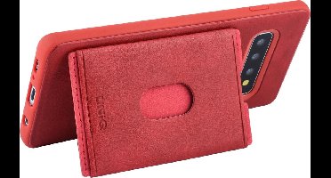 UNIQ Accessory Galaxy S10 Plus Kunstleer Backcover hoesje met portemonnee - Rood (S10 Plus)
