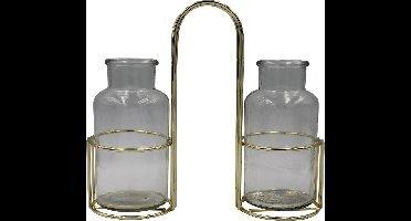 HV Twin Vases in Metal Holder Gold