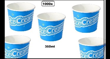 1000x IJsbeker IceCream 350ml blauw karton - schepijs softijs ijsje zomer