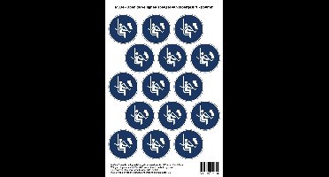 Pictogram sticker M034 - Open de veiligheidsbeugel van stoeltjeslift - Ø50 mm - 15 stickers op 1 vel
