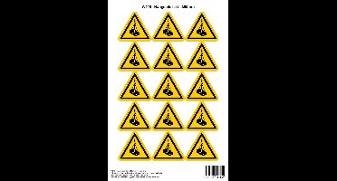 Pictogram sticker W015 - Hangende last - Δ50mm - 15 stickers op 1 vel