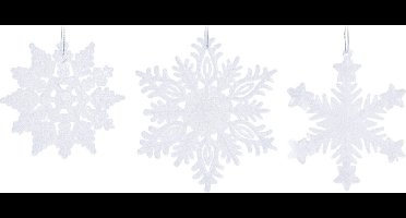 Hang sneeuwvlok met glitter- kerst - kerstdecoratie - 6 stuks!