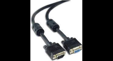Premium VGA monitor verlengkabel met ferriet kernen - CU koper aders / zwart - 3 meter