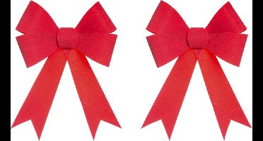 Kerststrik voor kerstboom - Set van 6 - Super leuke strik voor cadeautjes - Kerstdeco - velours rood - 15x18 cm